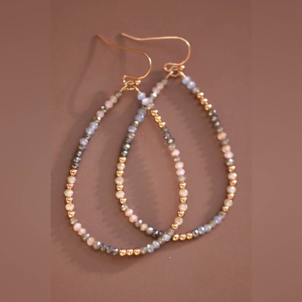 Soft Radiance Beaded Teardrop Earrings